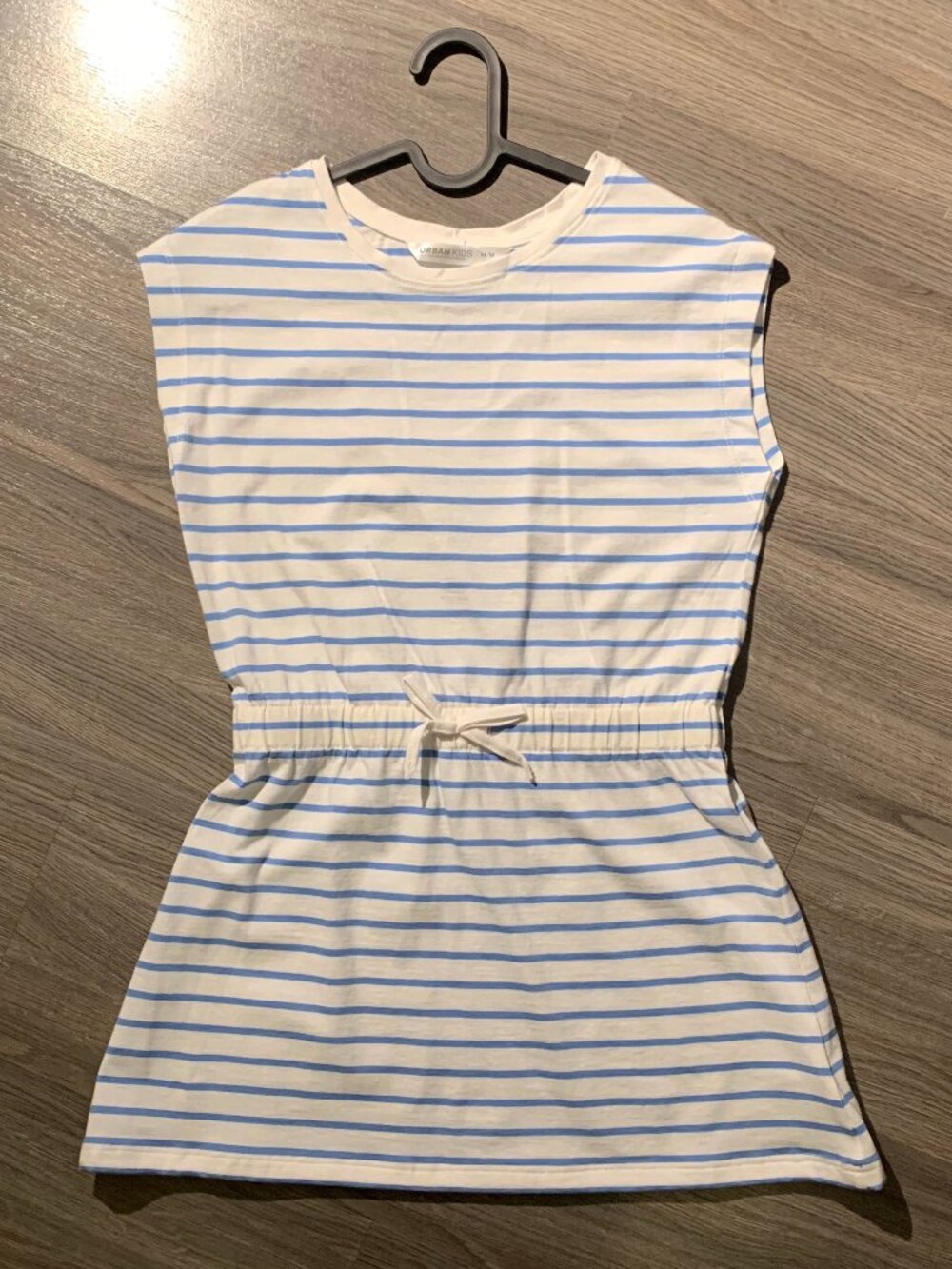URBAN KIDS Summer Dress, NWOT, Blue/White Stripes, Bow, 100% Cotton, Girl Medium